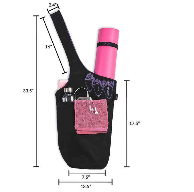 Zenifit Yoga Mat Bag â€“ Versatile Yoga Bag with Mat Straps & Storage Pockets, Holds Yoga & Pilates Mats, Lightweight & Durable, Black and Lavender - Image 4